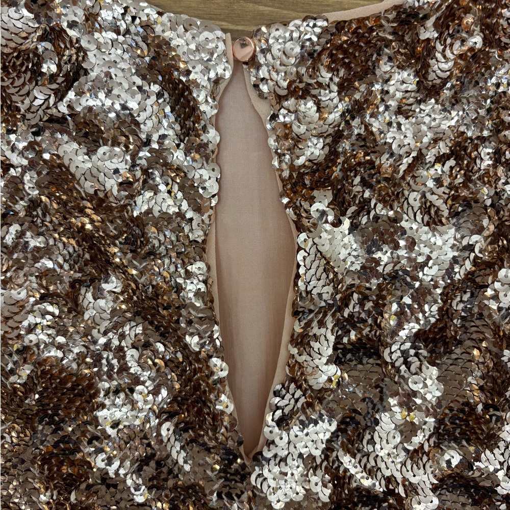 Anthropologie Maeve Rose Gold Sequin Midi Dress - Picture 5 of 6